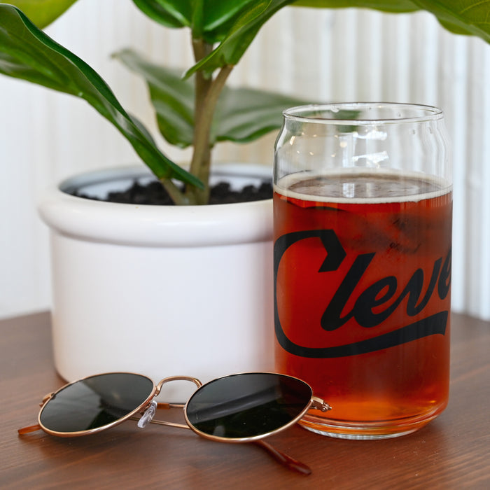 Cleveland Script - 16 oz Pop Can Glass
