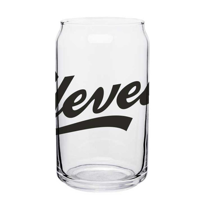 Cleveland Script - 16 oz Pop Can Glass
