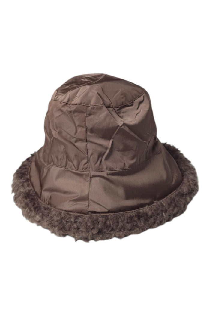 cloche donna marrone in ecopelliccia e nylon
