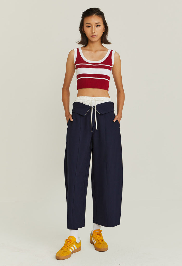 Contrast Banded Crop Top