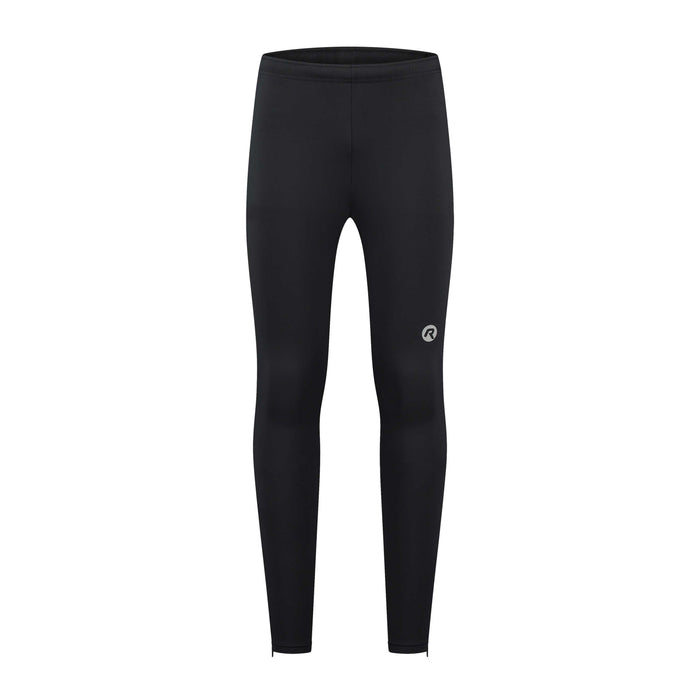 Rogelli Core lange gevoerde hardloopbroek heren zwart en geel voorkant.