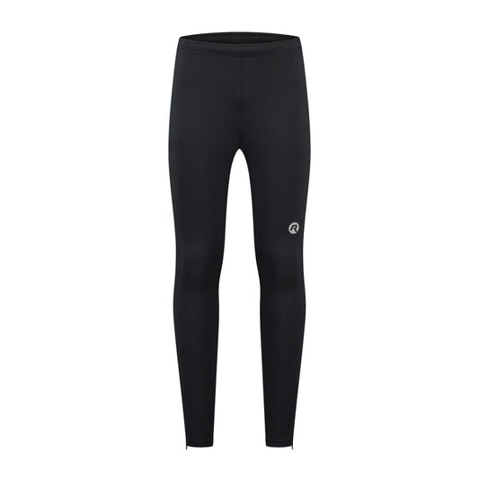 Rogelli Core lange gevoerde hardloopbroek heren zwart en geel voorkant.