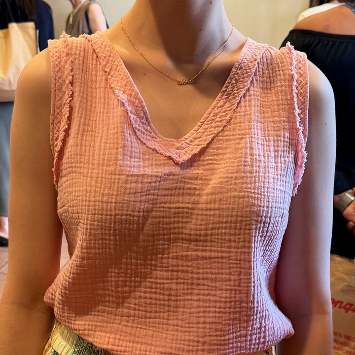 Cotton Gauze V Neck Top - ANNIE.G