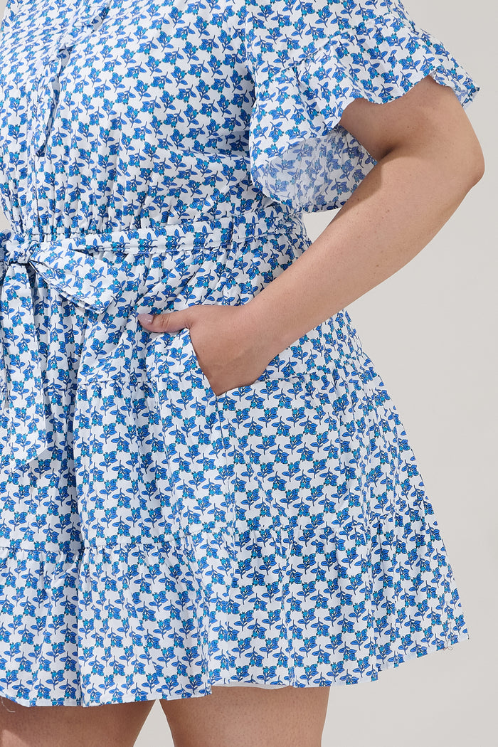Cottonwood Ruffle Button Down Mini Dress Floral Curve