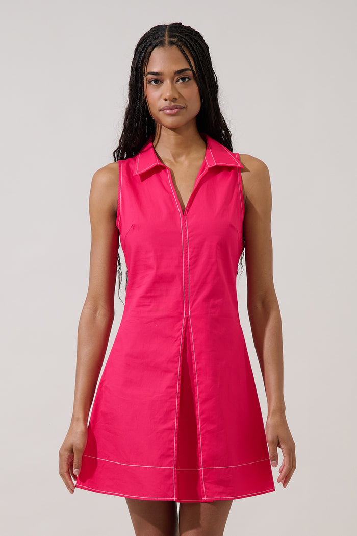 Country Club Sleeveless Collared Mini Dress