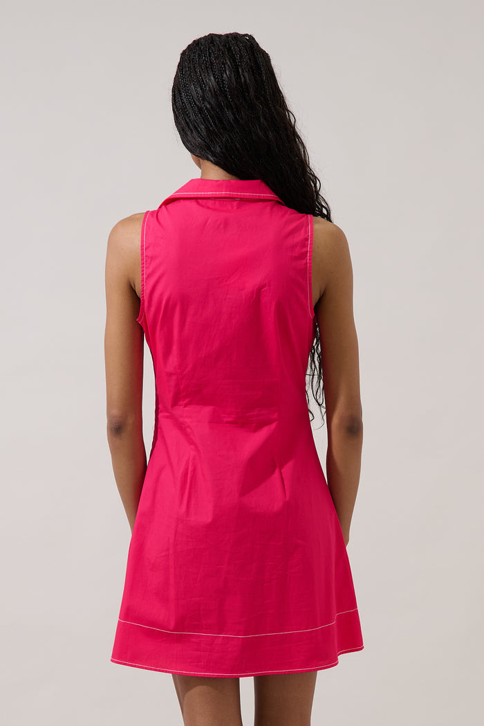 Country Club Sleeveless Collared Mini Dress