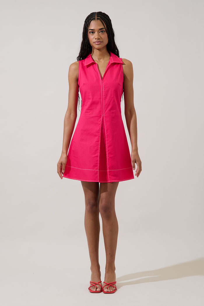 Country Club Sleeveless Collared Mini Dress