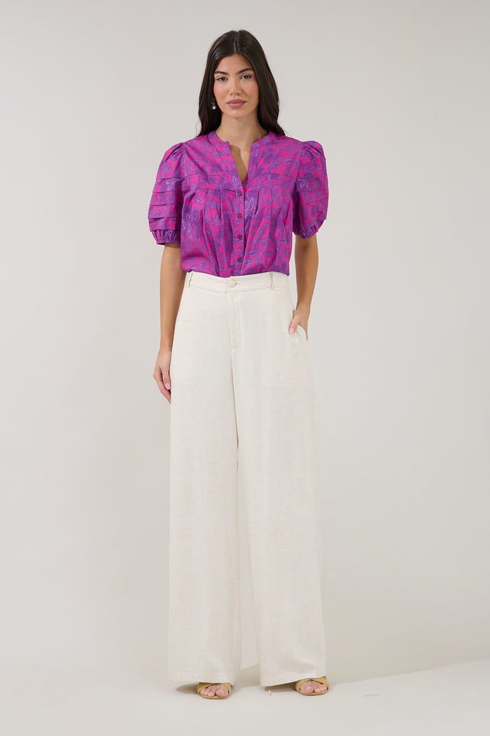 Court Button Down Top Floral