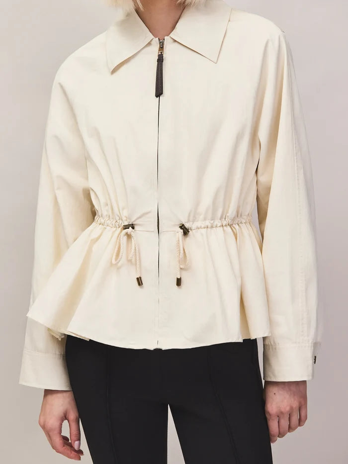 Cream drawstring waist jacket