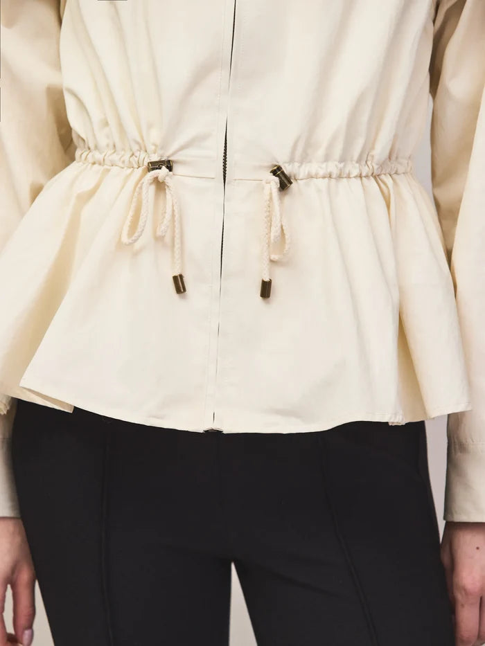 Cream drawstring waist jacket