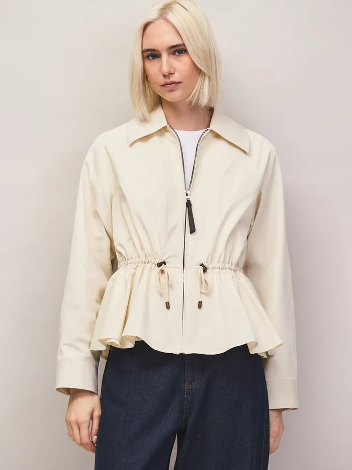 Cream drawstring waist jacket