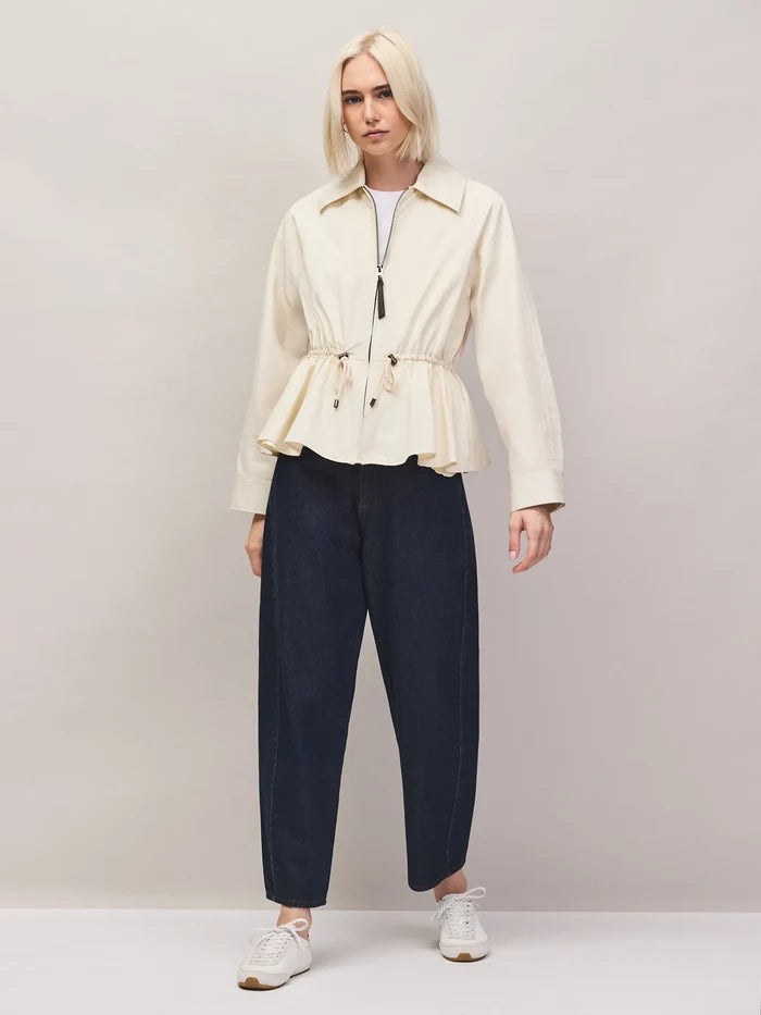 Cream drawstring waist jacket