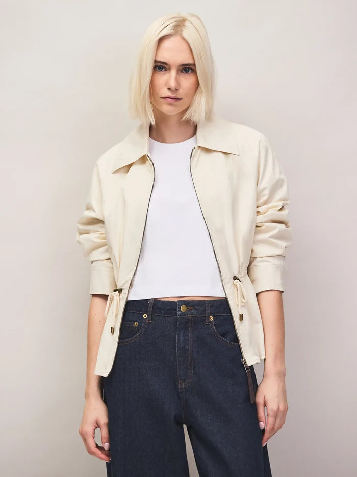 Cream drawstring waist jacket