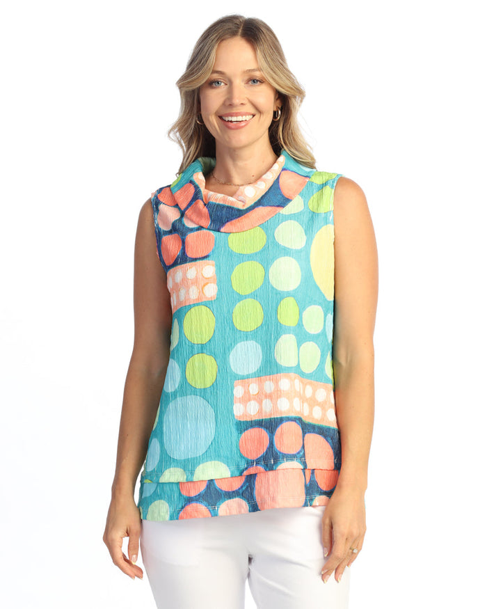 Crinkle Cowl Neck Top- VC1