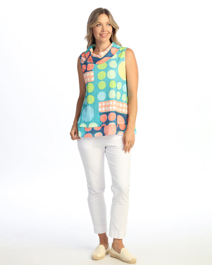 Crinkle Cowl Neck Top- VC1