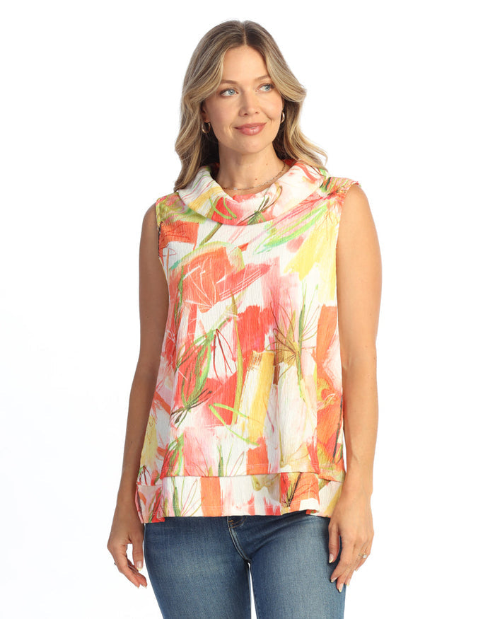 Crinkle Cowl Neck Top- VC1