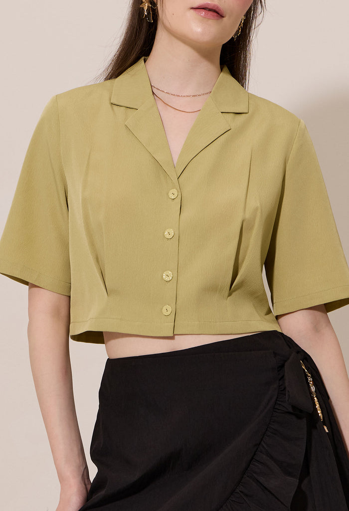 Cropped Fitted Hem Short Sleeve Top