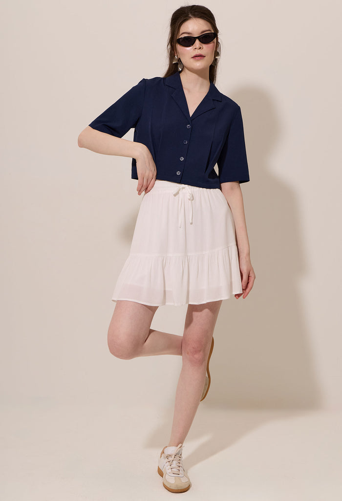 Cropped Fitted Hem Short Sleeve Top