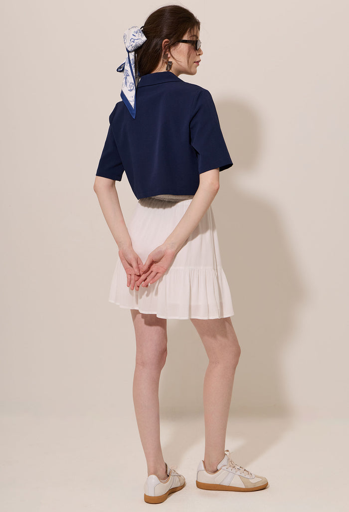 Cropped Fitted Hem Short Sleeve Top