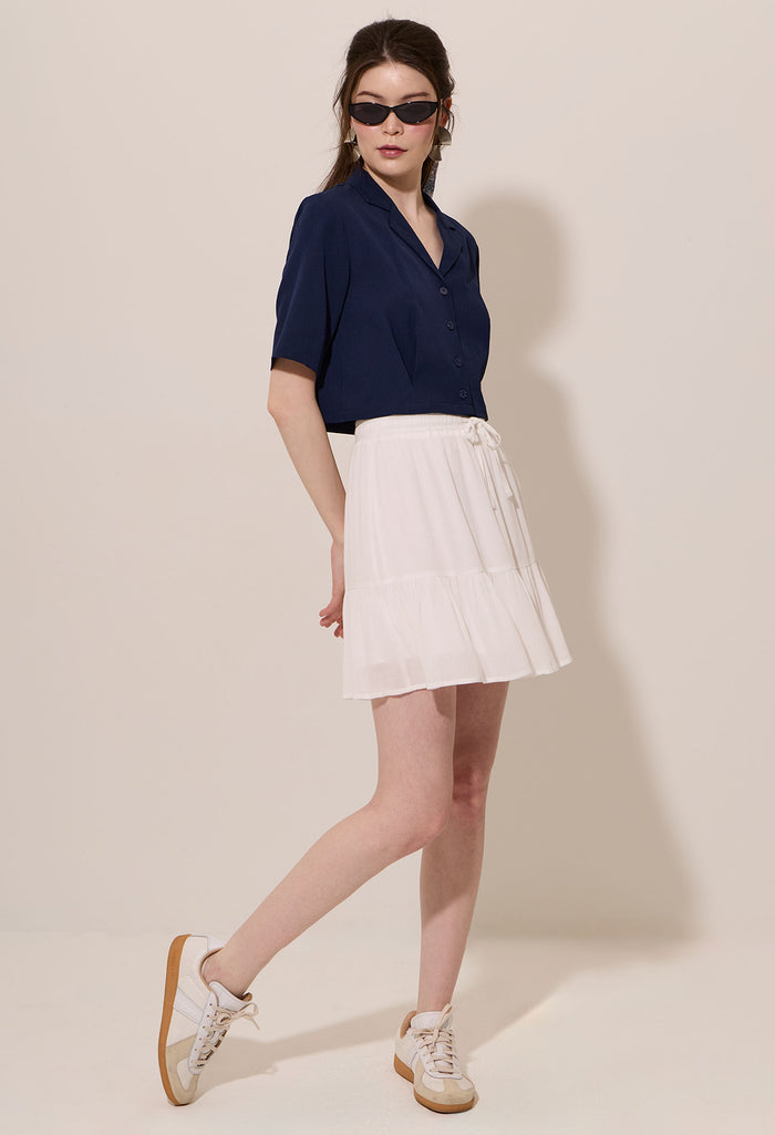 Cropped Fitted Hem Short Sleeve Top