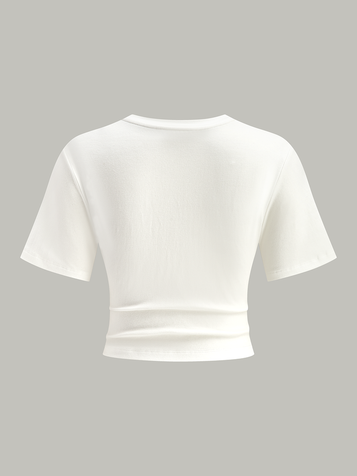 Cropped Knot-Front T-Shirt