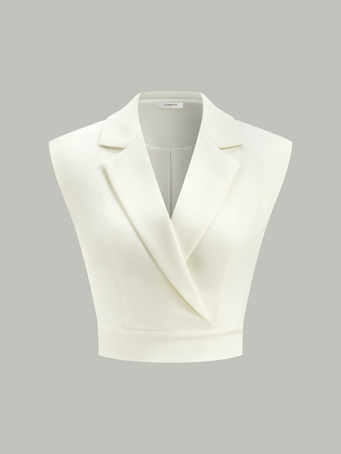 Cropped Wide-Shoulder Waist-Cinching Blazer Vest