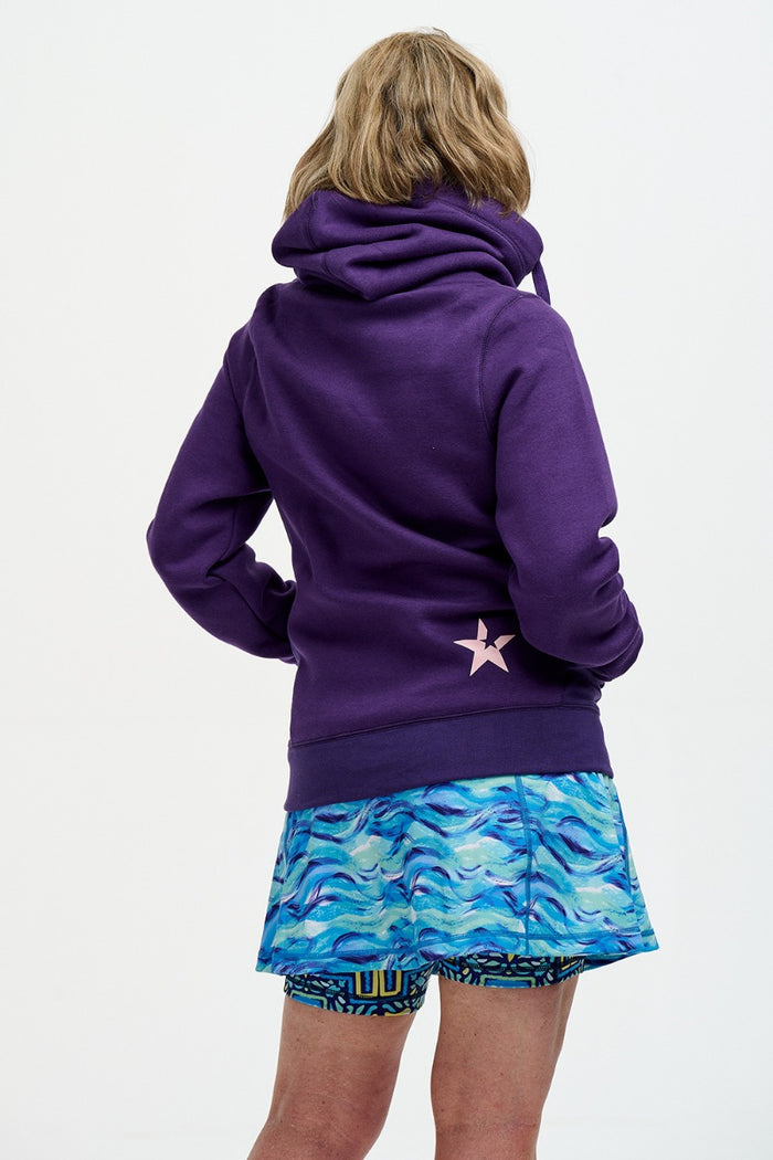 Cross Neck Hoodie | Dark Purple
