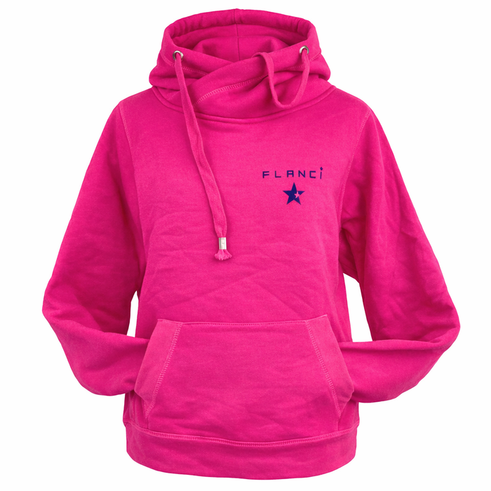 Cross Neck Hoodie | Hot Pink
