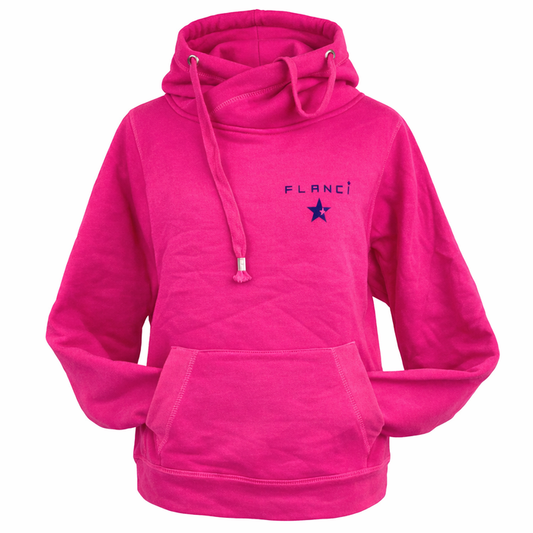 Cross Neck Hoodie | Hot Pink