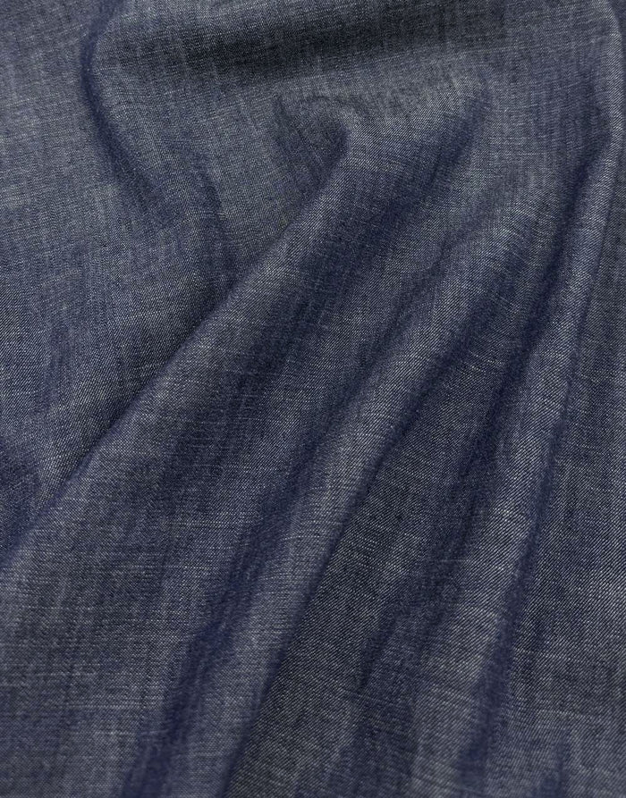 Dark Indigo Blue Denim Slub Fabric