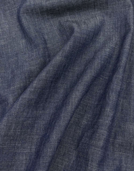 Dark Indigo Blue Denim Slub Fabric