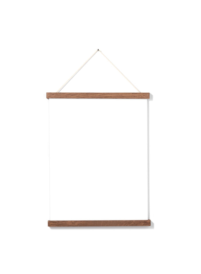 Scandinavian dark oak poster wall hanger by Opposite Wall - Front of the poster hanger - Size 12 inches