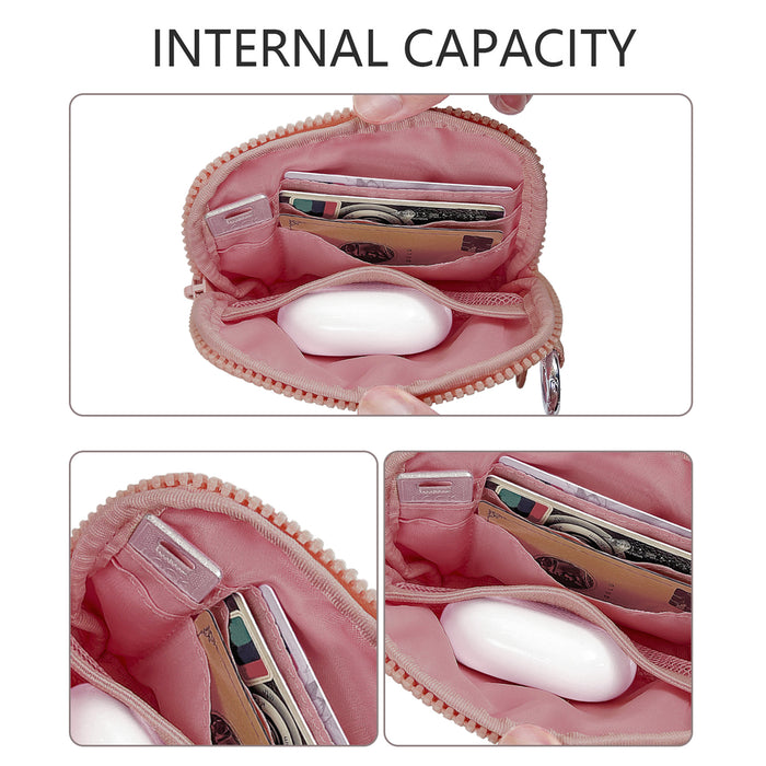 Dark Pink Checkered Mini Zippered Wristlet Wallet