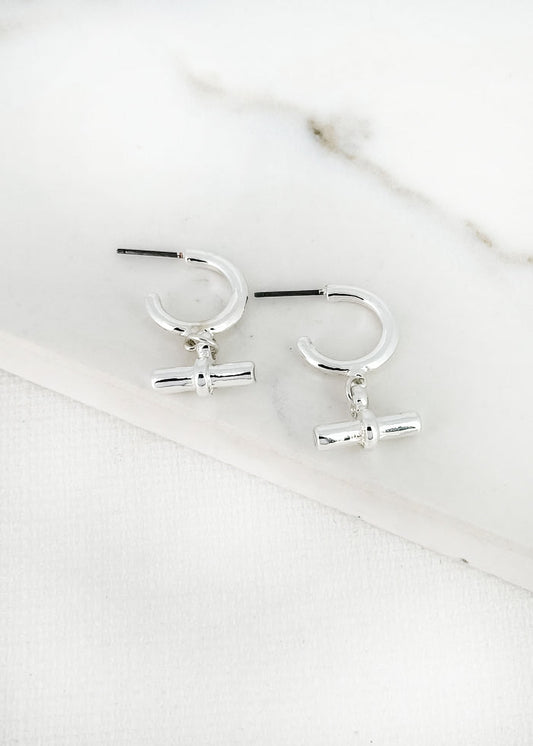 Dawn T Bar Earrings Silver