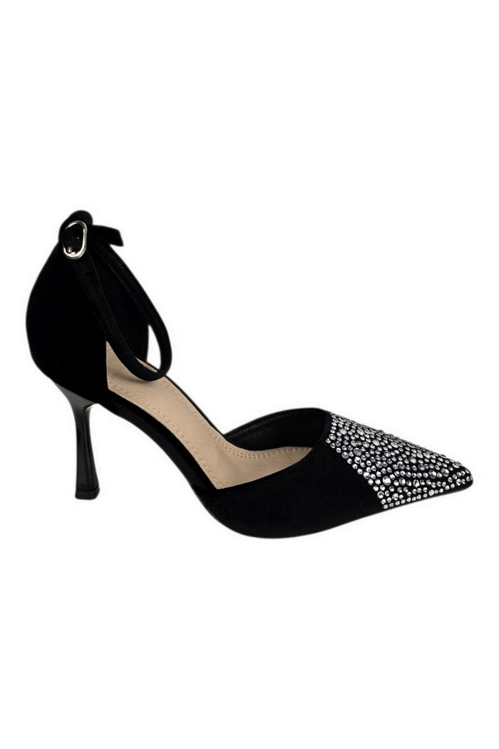 décolleté donna con strass nero