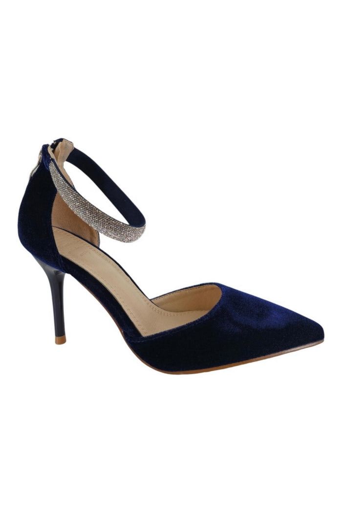 décolleté in velluto blu