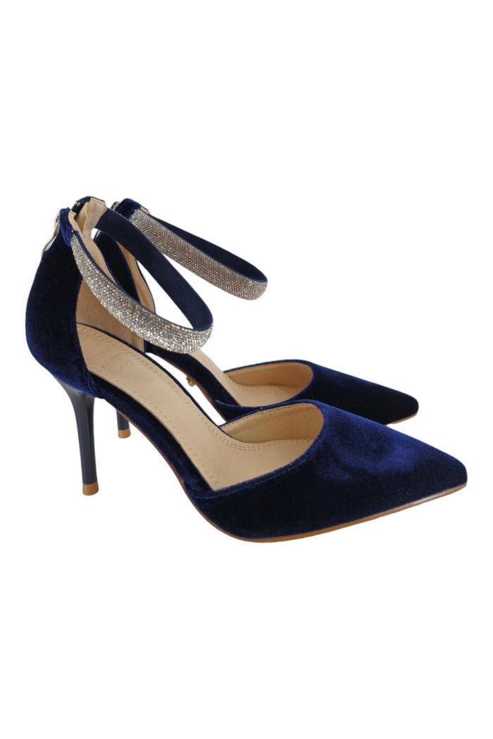 décolleté in velluto blu