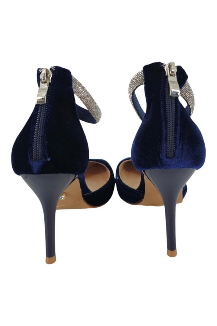 décolleté in velluto blu