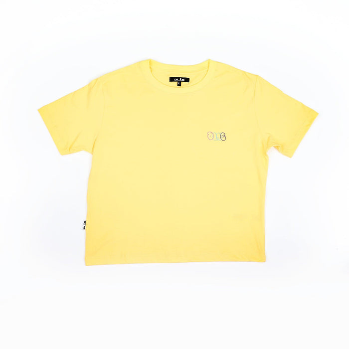 Dlab Women's "Ballon Graffiti" Embroidered Crop Top (Bright Yellow) - DlabStore