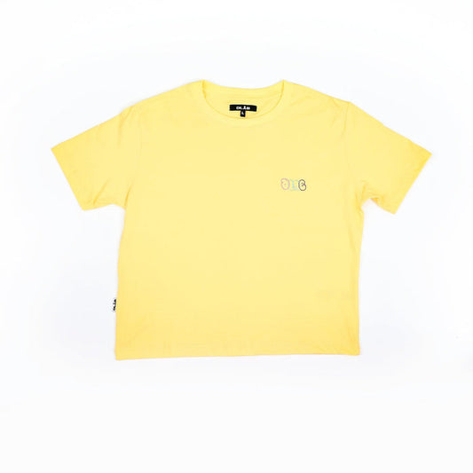 Dlab Women's "Ballon Graffiti" Embroidered Crop Top (Bright Yellow) - DlabStore