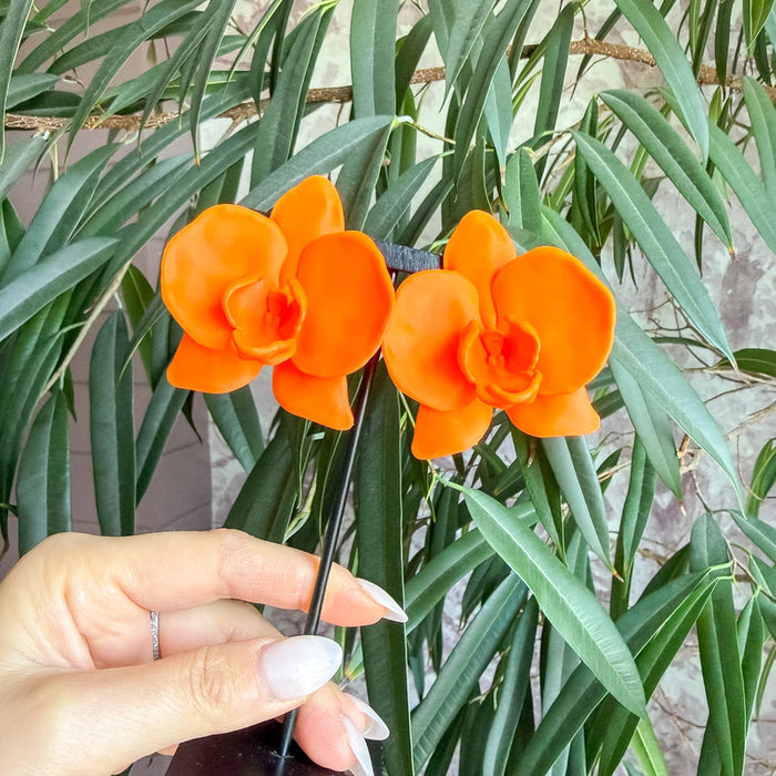 Earrings Orchid Orange Citrus Statement