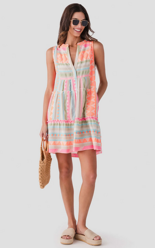 neon bohemian print dress