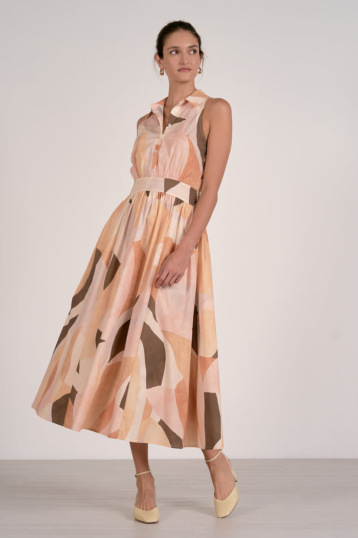 neutral sleeveless maxi dress