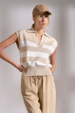 Elan Top Sweater Collar Sleeveless