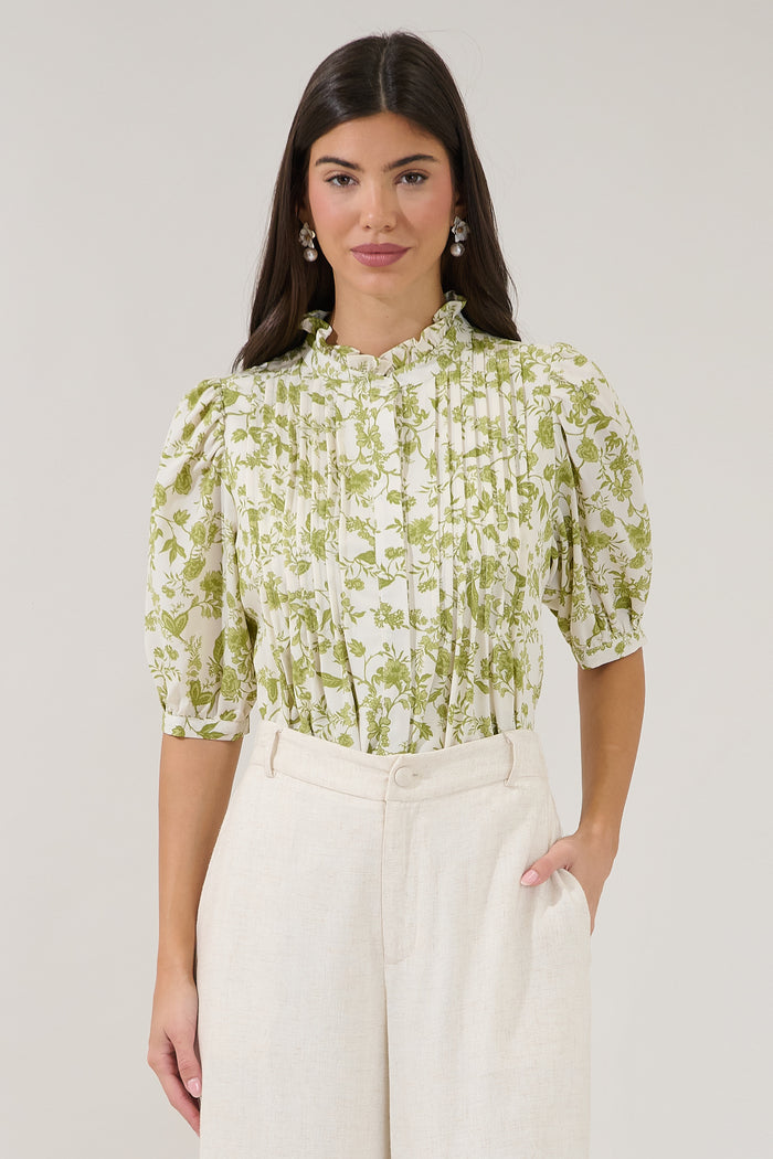 Elysia Pleated Blouse Floral