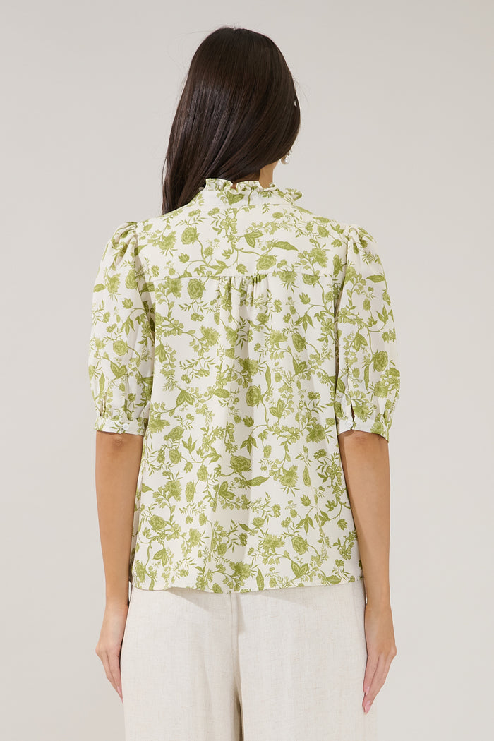 Elysia Pleated Blouse Floral