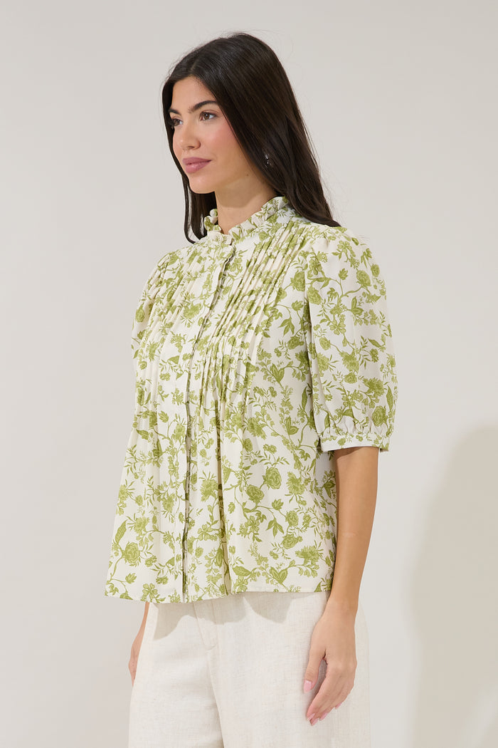 Elysia Pleated Blouse Floral