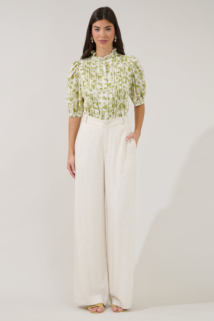 Elysia Pleated Blouse Floral