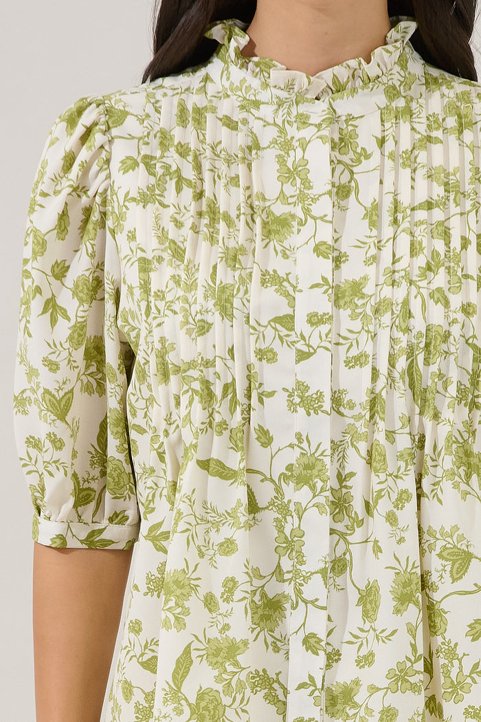 Elysia Pleated Blouse Floral