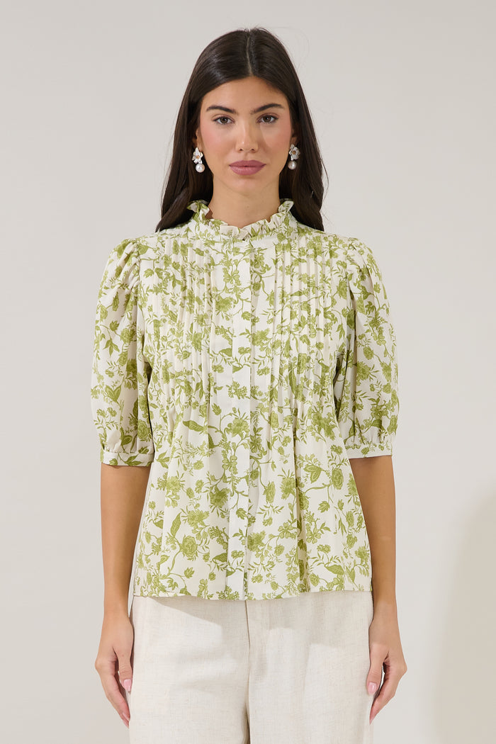 Elysia Pleated Blouse Floral